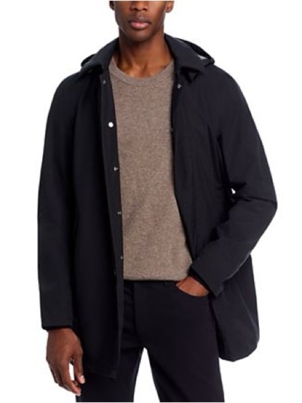 Men's Black Raincoat Jacket - Modern Lightweight Overcoat